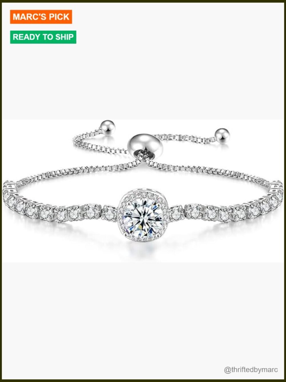 Sliding Buckle Tennis Bracelet CZ Cubic Zirconia Gold Silver Plated Adjustable